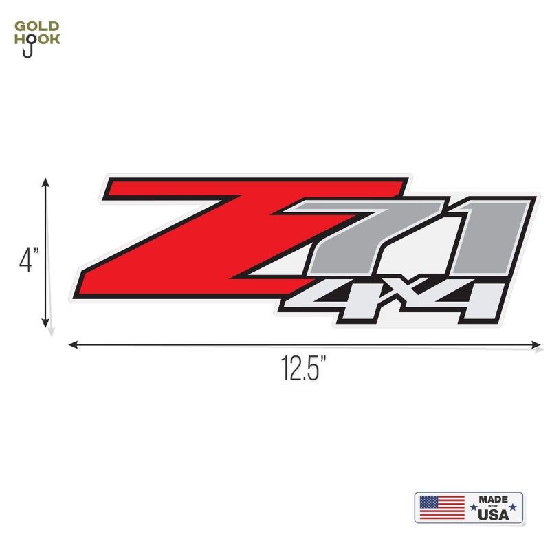 GOLD HOOK Chevy Silverado Z71 4x4 Decals Stickers - F (2007-2013) Bed Side 1500 2500 HD,Set of 2, (Premium Series Matte Finish) - Image 2